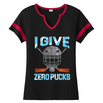 I Give Zero Pucks Pun Sarcastic Hockey Player Joke Meaningful Gift Ladies Halftime Notch Neck Tee