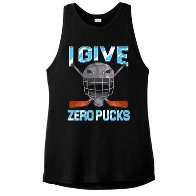 I Give Zero Pucks Pun Sarcastic Hockey Player Joke Meaningful Gift Ladies PosiCharge Tri-Blend Wicking Tank