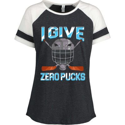 I Give Zero Pucks Pun Sarcastic Hockey Player Joke Meaningful Gift Enza Ladies Jersey Colorblock Tee