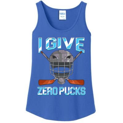 I Give Zero Pucks Pun Sarcastic Hockey Player Joke Meaningful Gift Ladies Essential Tank