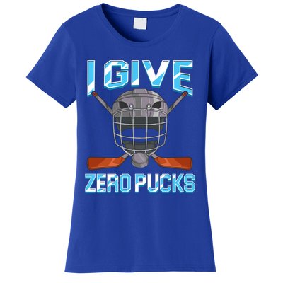 I Give Zero Pucks Pun Sarcastic Hockey Player Joke Meaningful Gift Women's T-Shirt