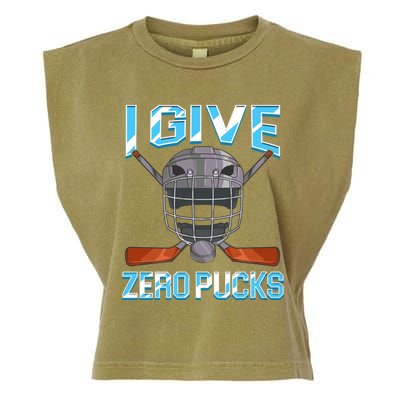 I Give Zero Pucks Pun Sarcastic Hockey Player Joke Meaningful Gift Garment-Dyed Women's Muscle Tee