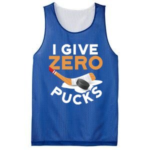 I Give Zero Pucks Hockey Design Funny Sports Pun Great Gift Mesh Reversible Basketball Jersey Tank