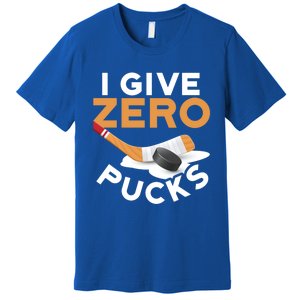 I Give Zero Pucks Hockey Design Funny Sports Pun Great Gift Premium T-Shirt