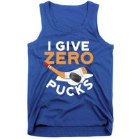 I Give Zero Pucks Hockey Design Funny Sports Pun Great Gift Tank Top