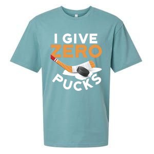 I Give Zero Pucks Hockey Design Funny Sports Pun Great Gift Sueded Cloud Jersey T-Shirt