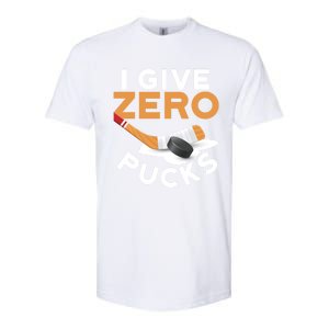 I Give Zero Pucks Hockey Design Funny Sports Pun Great Gift Softstyle CVC T-Shirt