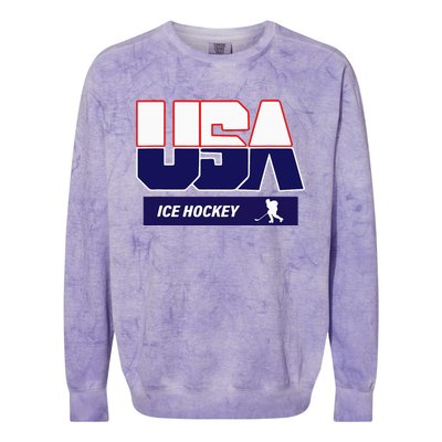 Ice Hockey 2024 Souvenir Usa Team Colorblast Crewneck Sweatshirt