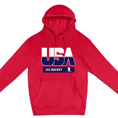 Ice Hockey 2024 Souvenir Usa Team Premium Pullover Hoodie