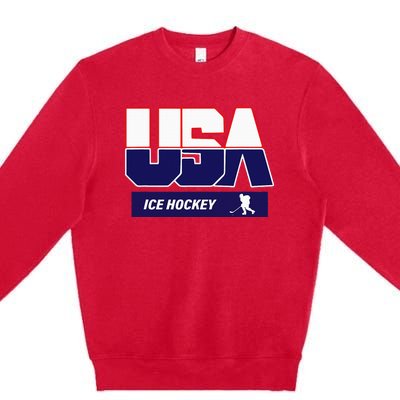 Ice Hockey 2024 Souvenir Usa Team Premium Crewneck Sweatshirt