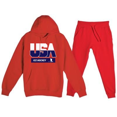 Ice Hockey 2024 Souvenir Usa Team Premium Hooded Sweatsuit Set