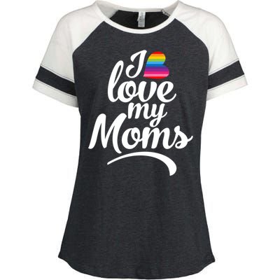 I Have 2 Moms I Love My Moms Enza Ladies Jersey Colorblock Tee