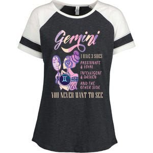 I Have 3 Sides Gemini Zodiac Sign Enza Ladies Jersey Colorblock Tee