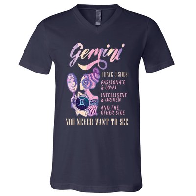 I Have 3 Sides Gemini Zodiac Sign V-Neck T-Shirt