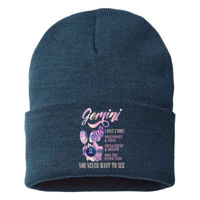 I Have 3 Sides Gemini Zodiac Sign Sustainable Knit Beanie