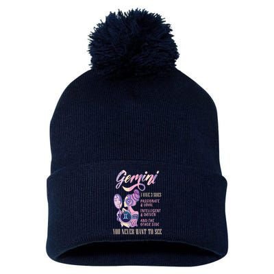 I Have 3 Sides Gemini Zodiac Sign Pom Pom 12in Knit Beanie