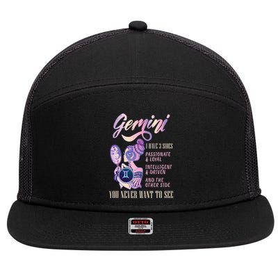 I Have 3 Sides Gemini Zodiac Sign 7 Panel Mesh Trucker Snapback Hat