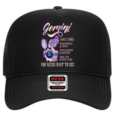 I Have 3 Sides Gemini Zodiac Sign High Crown Mesh Back Trucker Hat