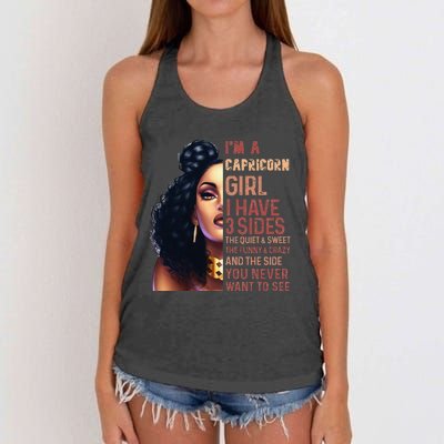 I Have 3 Side Capricorn Cool Zodiac Astrology Star Sign Women's Knotted Racerback Tank