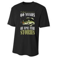 I Have 60 Years Of Epic Fish Stories Fishing Themed Birthday Performance Sprint T-Shirt