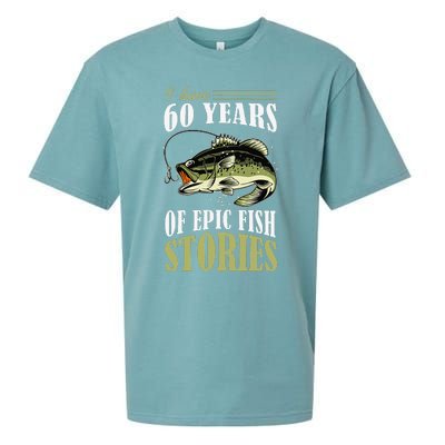 I Have 60 Years Of Epic Fish Stories Fishing Themed Birthday Sueded Cloud Jersey T-Shirt