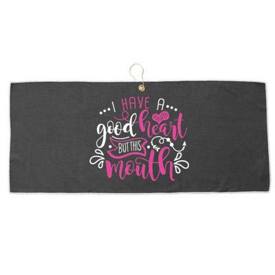 I Have A Good Heart But This Mouth Funny Outfits Large Microfiber Waffle Golf Towel