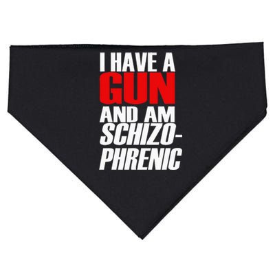 I Have A Gun And Am Schizo Phrenic Funny Sarcasm USA-Made Doggie Bandana