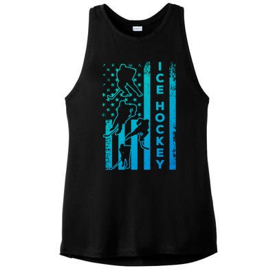 Ice Hockey America Flag I Ice Hockey Player Ice Hockey Flag Gift Ladies PosiCharge Tri-Blend Wicking Tank