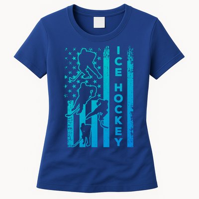 Ice Hockey America Flag I Ice Hockey Player Ice Hockey Flag Gift Women's T-Shirt