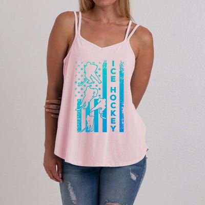 Ice Hockey America Flag I Ice Hockey Player Ice Hockey Flag Gift Women's Strappy Tank