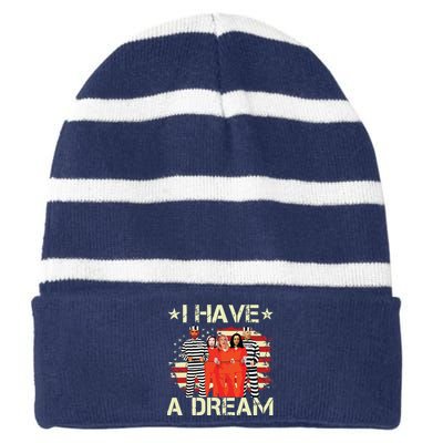 I Have A Dream Funny Biden Striped Beanie with Solid Band