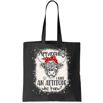 I Have An Attitude Who Knew Bleached Highland Cow Tote Bag