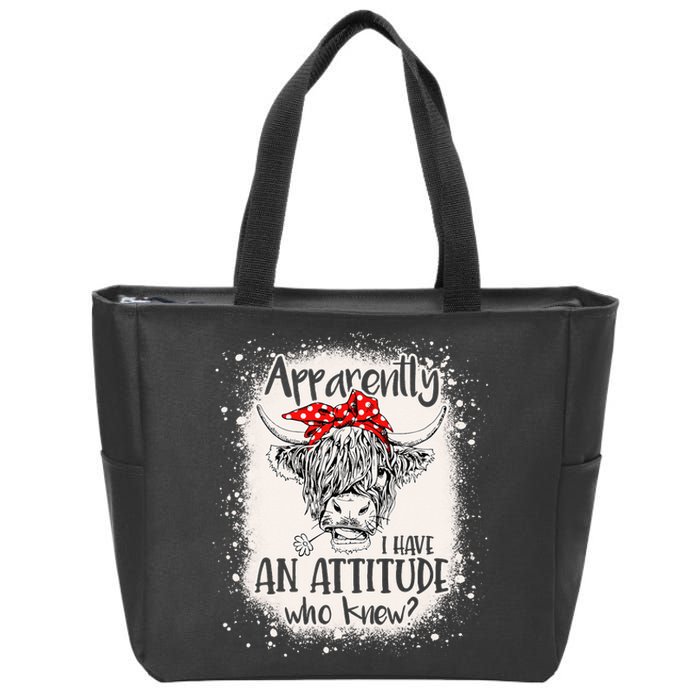 I Have An Attitude Who Knew Bleached Highland Cow Zip Tote Bag