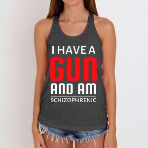 I Have A Gun And Am Schizophrenic Women's Knotted Racerback Tank