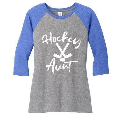 Ice Hockey Aunt Cute Mothers Day Aunty Auntie Nephew Gift Women's Tri-Blend 3/4-Sleeve Raglan Shirt