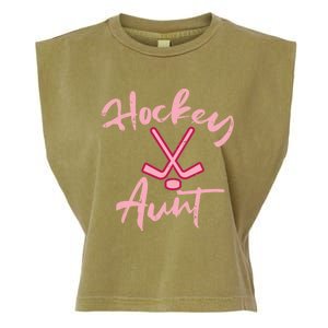 Ice Hockey Aunt Cute Mothers Day Aunty Auntie Nephew Gift Garment-Dyed Women's Muscle Tee