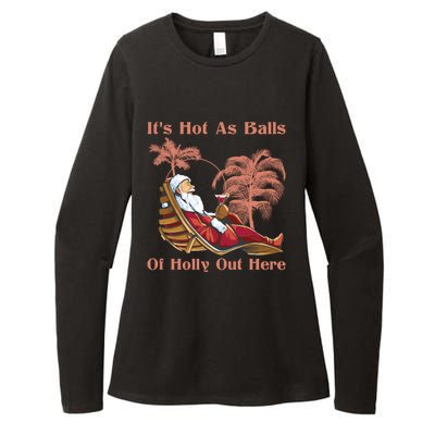 Its Hot As Balls Of Holly Out Here Beach Christmas In July Gift Womens CVC Long Sleeve Shirt