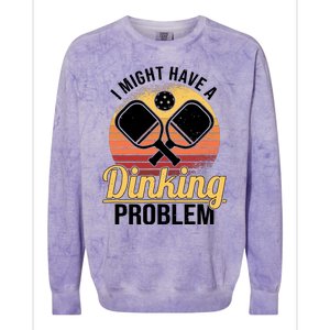 I Have A Dinking Problem Funny Pickleball Player Retro Colorblast Crewneck Sweatshirt