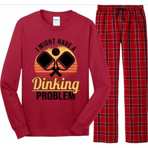 I Have A Dinking Problem Funny Pickleball Player Retro Long Sleeve Pajama Set