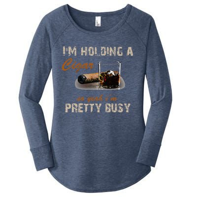 IM Holding A Cigar So Yeah IM Pretty Busy Cigar Women's Perfect Tri Tunic Long Sleeve Shirt