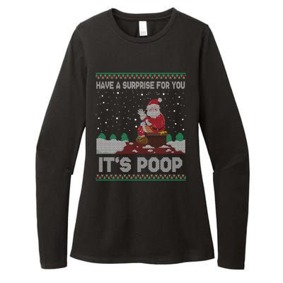 I Have A Surprise For You ItS Poop Funny Santa Xmas Gifts Womens CVC Long Sleeve Shirt