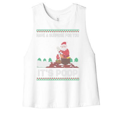 I Have A Surprise For You ItS Poop Funny Santa Xmas Gifts Women's Racerback Cropped Tank