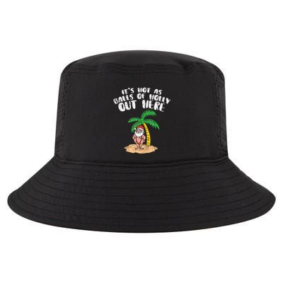 Its Hot As Balls Of Holly Santa Palm Tree Christmas In July Tank Top Cool Comfort Performance Bucket Hat