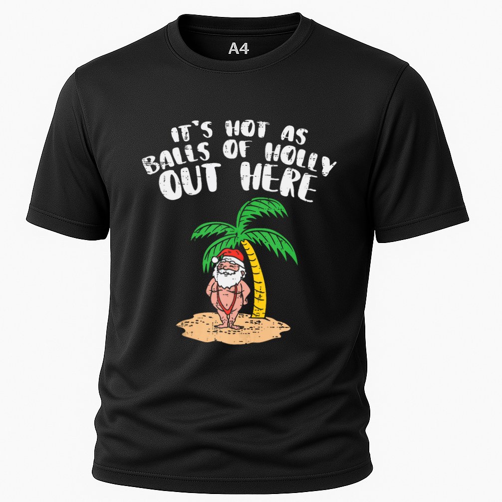 Its Hot As Balls Of Holly Santa Palm Tree Christmas In July Tank Top Performance Shirt