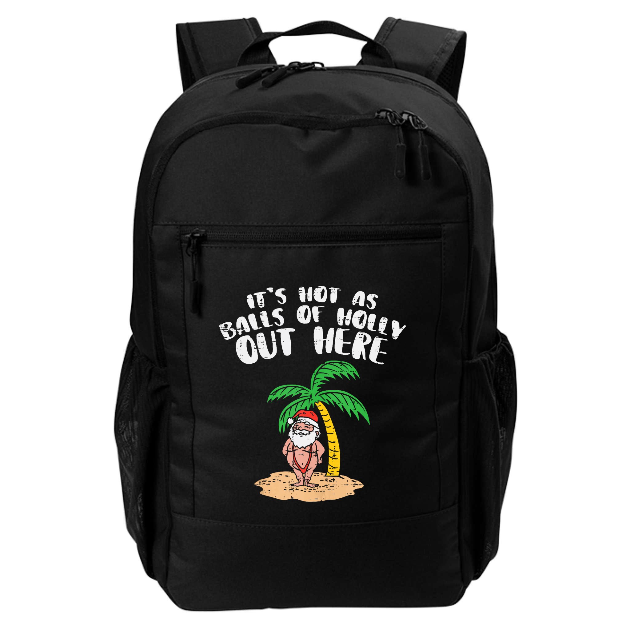 Its Hot As Balls Of Holly Santa Palm Tree Christmas In July Tank Top Backpack