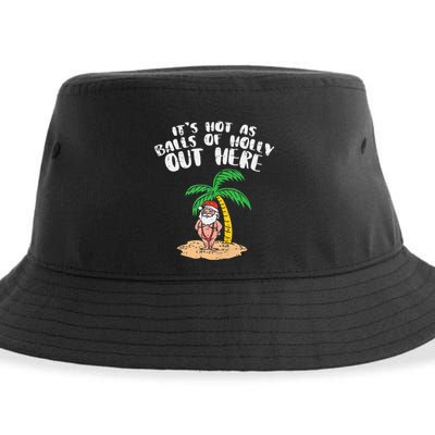 Its Hot As Balls Of Holly Santa Palm Tree Christmas In July Tank Top Sustainable Bucket Hat