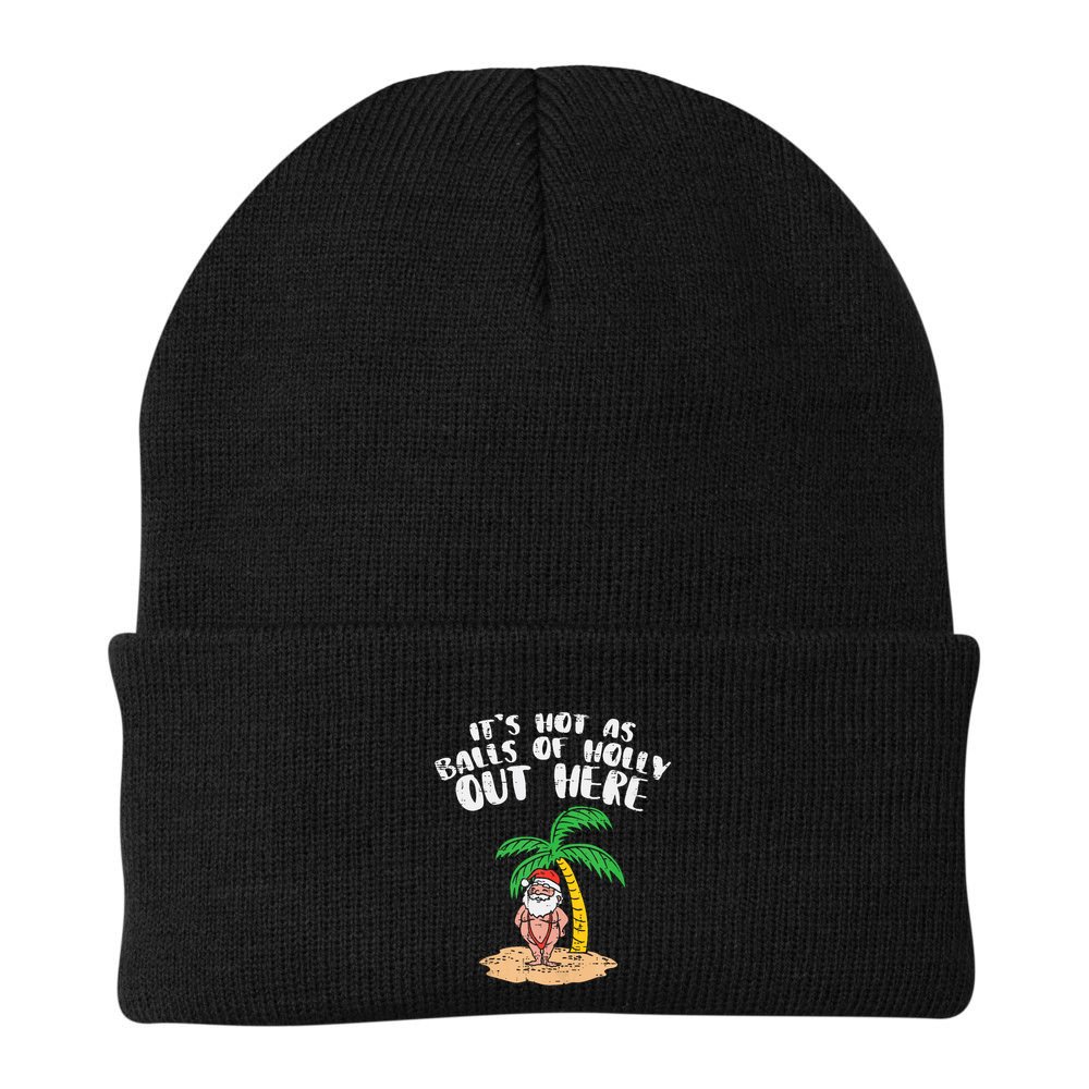 Its Hot As Balls Of Holly Santa Palm Tree Christmas In July Tank Top Beanie