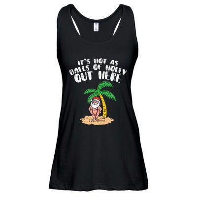 Its Hot As Balls Of Holly Santa Palm Tree Christmas In July Tank Top Ladies Essential Flowy Tank
