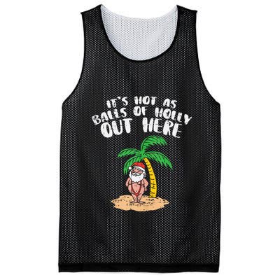 Its Hot As Balls Of Holly Santa Palm Tree Christmas In July Tank Top Mesh Reversible Basketball Jersey Tank