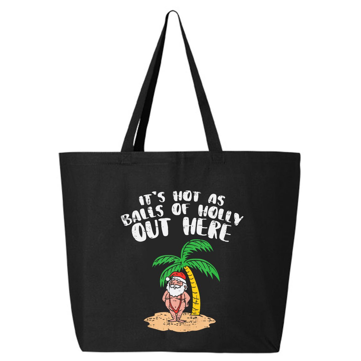 Its Hot As Balls Of Holly Santa Palm Tree Christmas In July Tank Top 25L Jumbo Tote